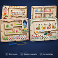 VedaPlay Family Set: Krishna, Hanuman, Ganesha and Vishnu Montessori magnetic mazes in birch wood. Birch wood, sealed magnets, no batteries.