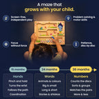 Krishna's Farm Friends magnetic maze grows with your child: screen-free independent play, problem solving and motor skills, focus without force, patience disc by disc. Hands at 15 months, words at 24 months, numbers at 36 months.