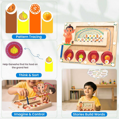 Shop Ganesha's Grand Fest Maze | 35% Off & Free Ship – Educational toy features pattern tracing, sorting, and storytelling with Ganesha for ages 2–6.