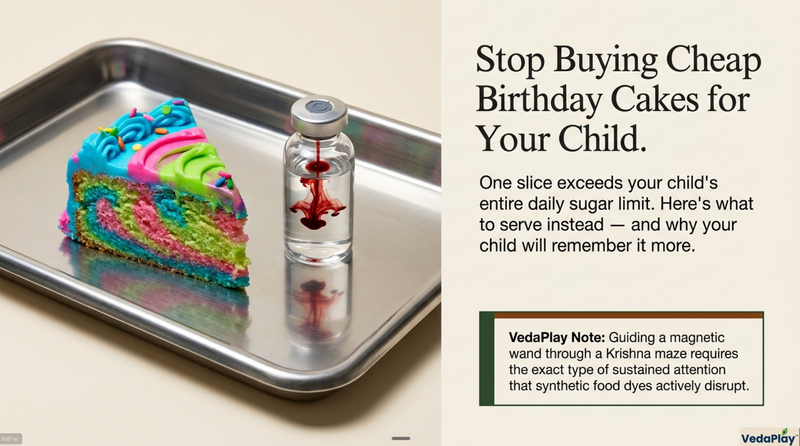 One slice = your child's full daily sugar. A 5-hour chemical cascade follows. What to serve instead — without skipping the celebration.