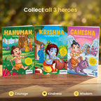 Collect all 3 VedaPlay comics: Hanuman courage, Krishna kindness, Ganesha wisdom