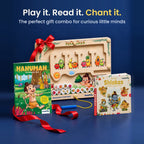 Play it, read it, chant it: the perfect gift combo for curious little minds. Hanuman maze, comic and Shlokas board book