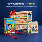 Play it, read it, chant it: the perfect gift combo for curious little minds. Krishna maze, comic and Shlokas board book